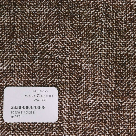 2839-0006/0008 Cerruti Lanificio - Vải Suit 100% Wool - Nâu Trơn